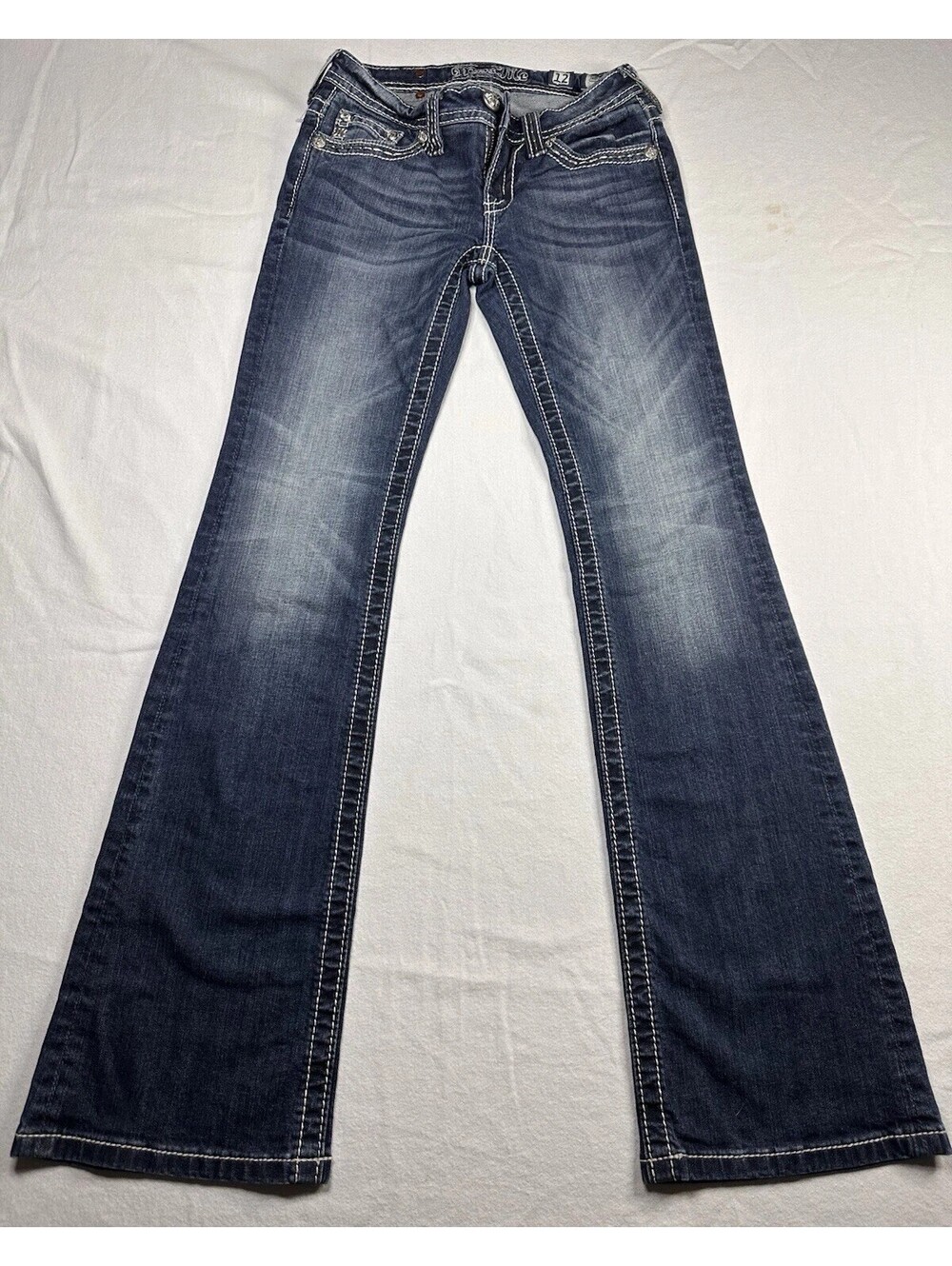 Miss Me Jeans Size 12 Tag Signature Boot Cut Back Flap Pockets